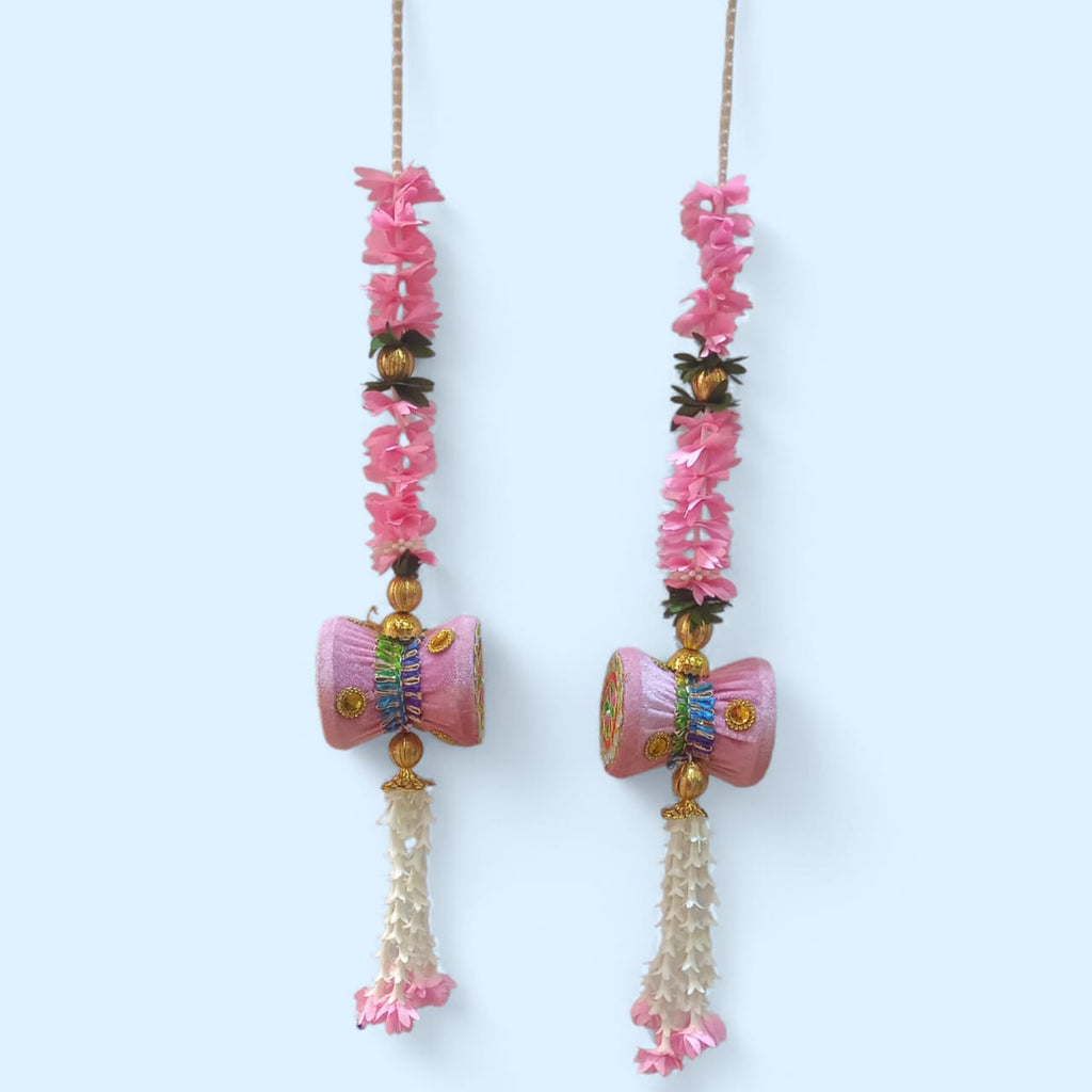 Handcrafted Pink Floral Hanging Latkan Decor Set of 2