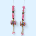 Handcrafted Pink Floral Hanging Latkan Decor Set of 2