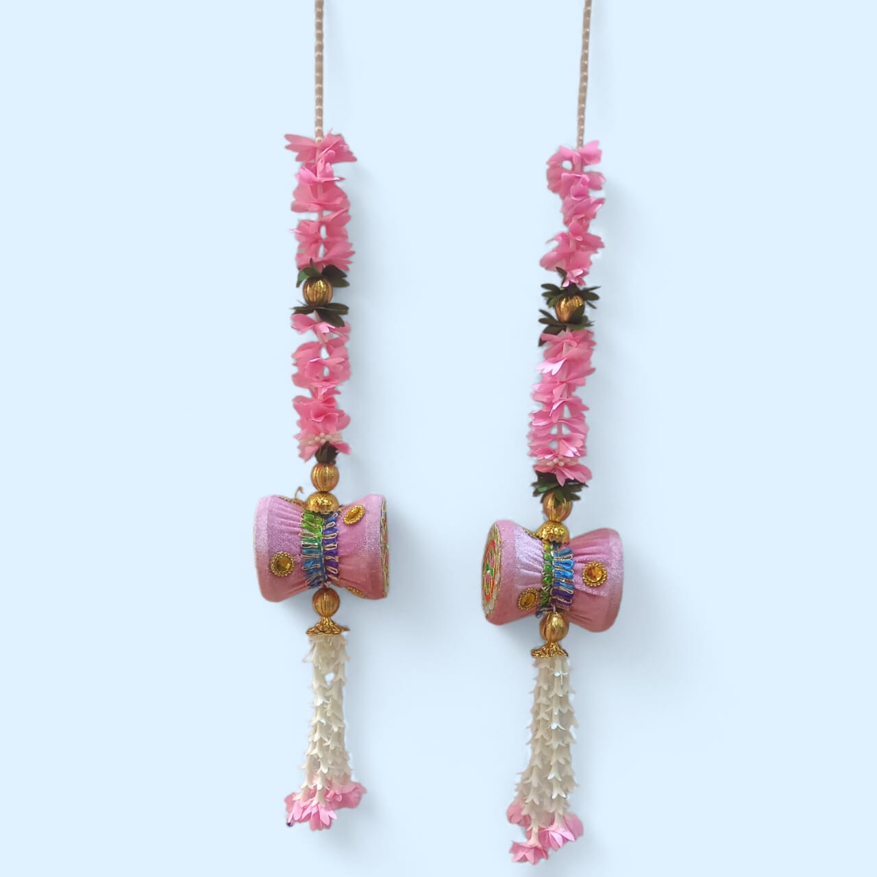 Handcrafted Pink Floral Hanging Latkan Decor Set of 2