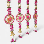 Handmade Patti Hanging Set with Floral Tassels (Pack Of 4)