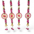Handmade Patti Hanging Set with Floral Tassels (Pack Of 4)