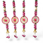 Handmade Patti Hanging Set with Floral Tassels (Pack Of 4)