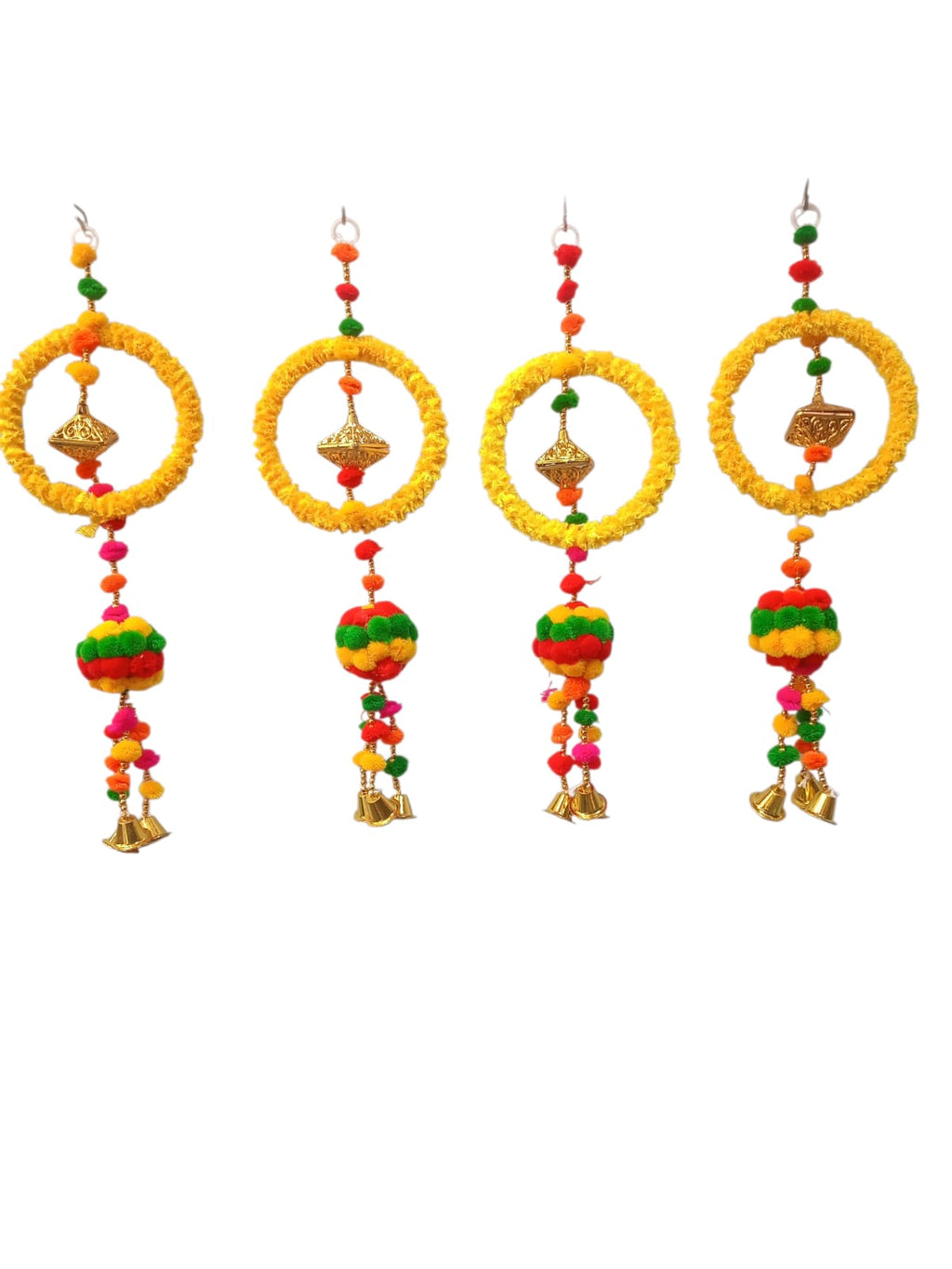Handmade Far Hanging Set with Bells & Pom-Poms