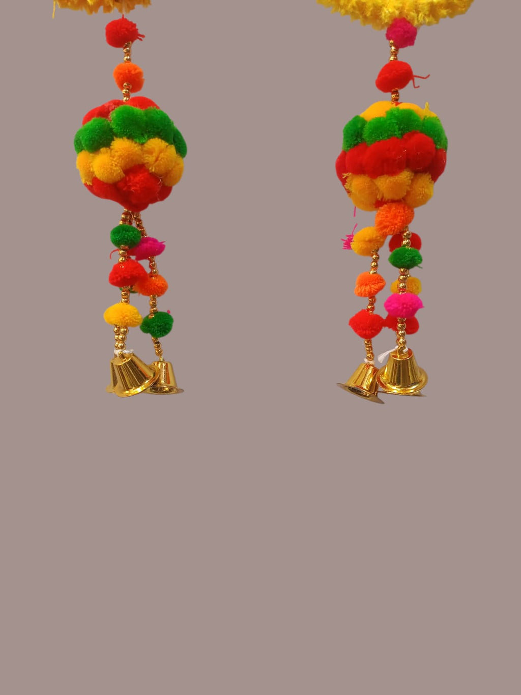 Handmade Far Hanging Set with Bells & Pom-Poms