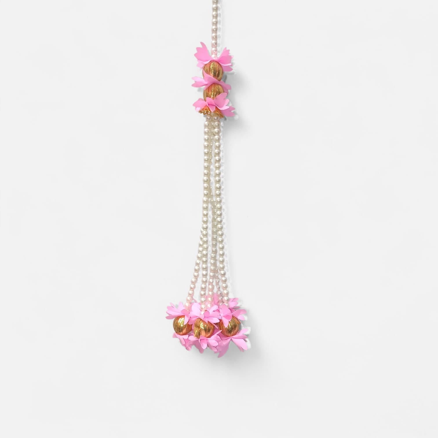 Handmade Moti Hanging Set with Floral Tassels