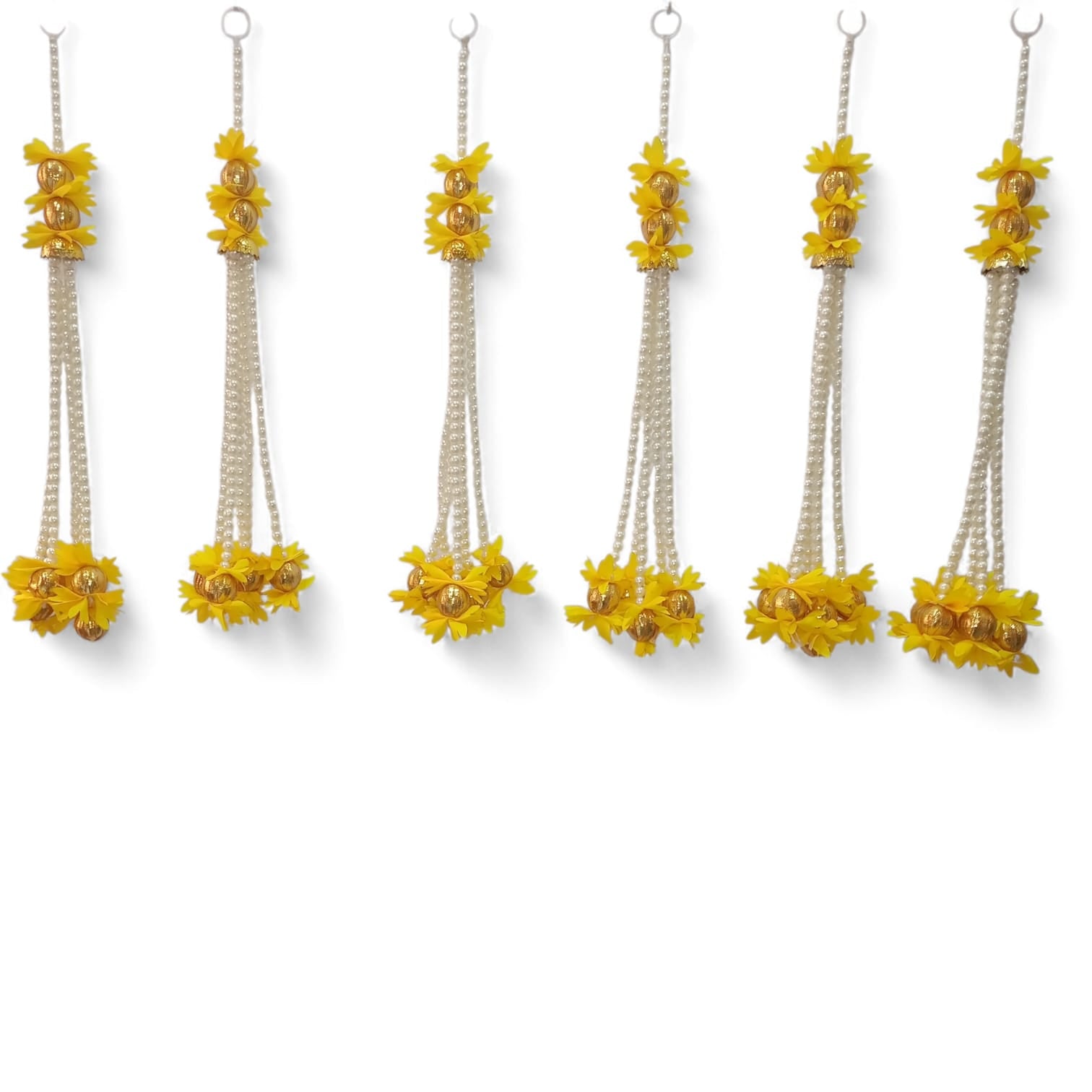 Handmade Moti Hanging Set with Floral Tassels