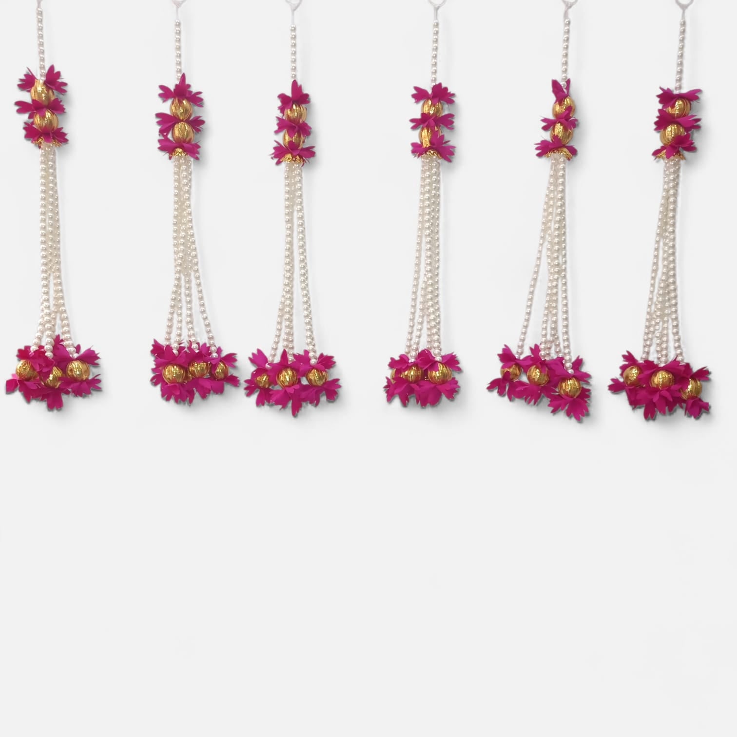 Handmade Moti Hanging Set with Floral Tassels