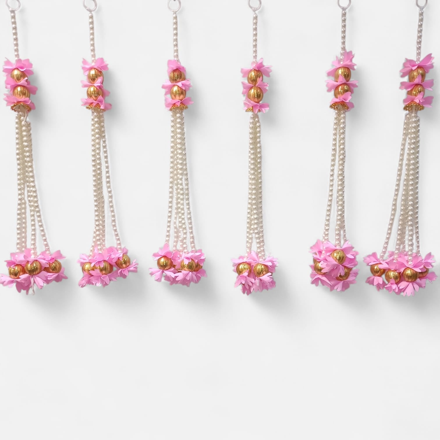 Handmade Moti Hanging Set with Floral Tassels
