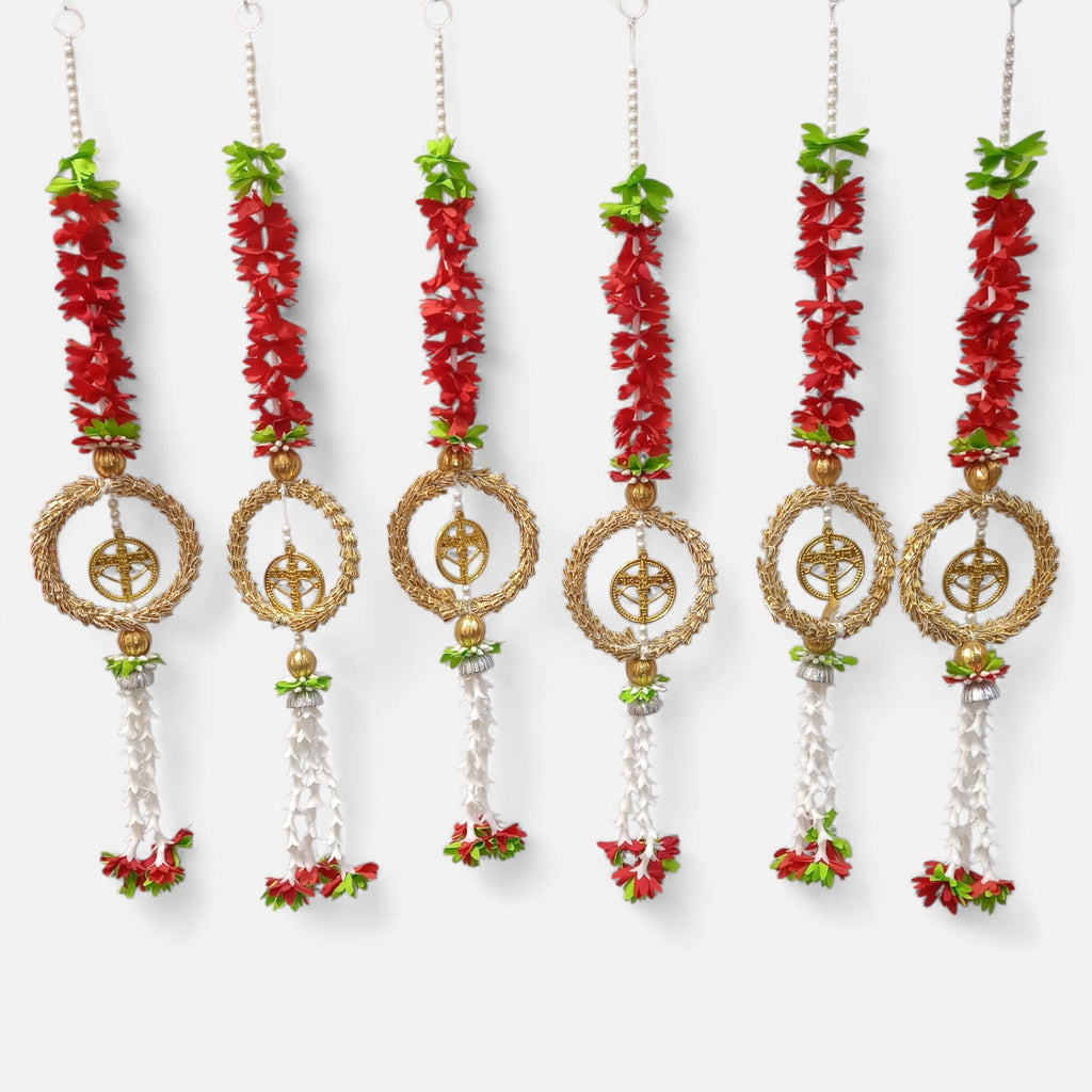 Firil Patti Hanging with Floral Tassels Decor (Pack Of 10)