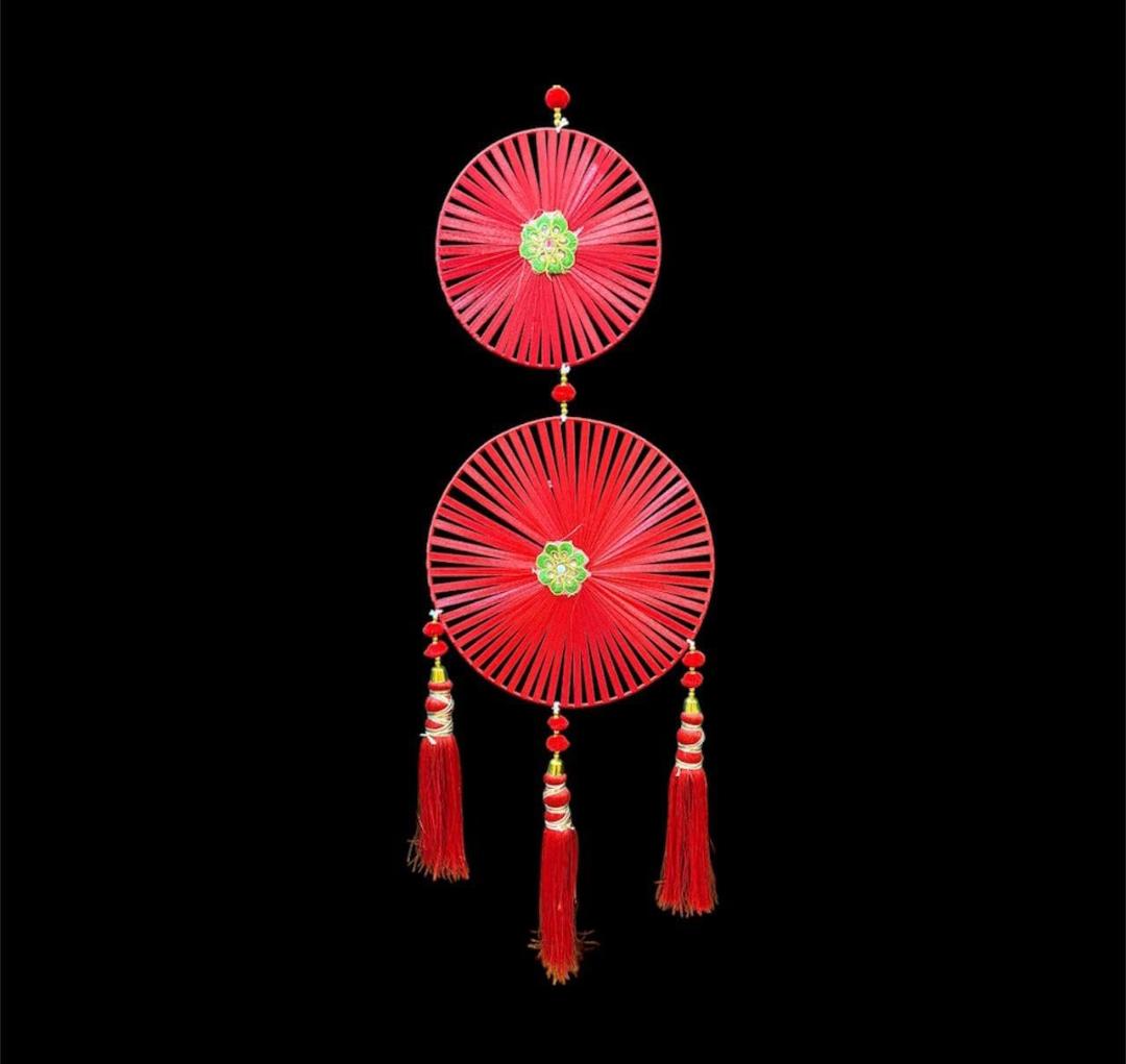 Double Ribbon Ring Hanging with Tassels (Pack of 10)