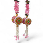 Handcrafted Pink Floral Hanging Latkan Decor Set of 2
