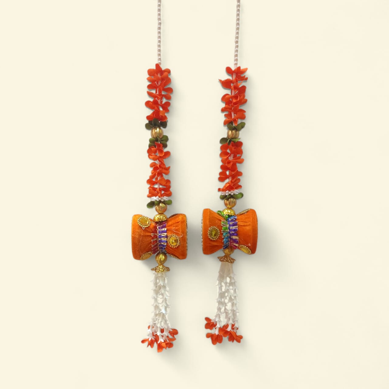 Handcrafted Pink Floral Hanging Latkan Decor Set of 2