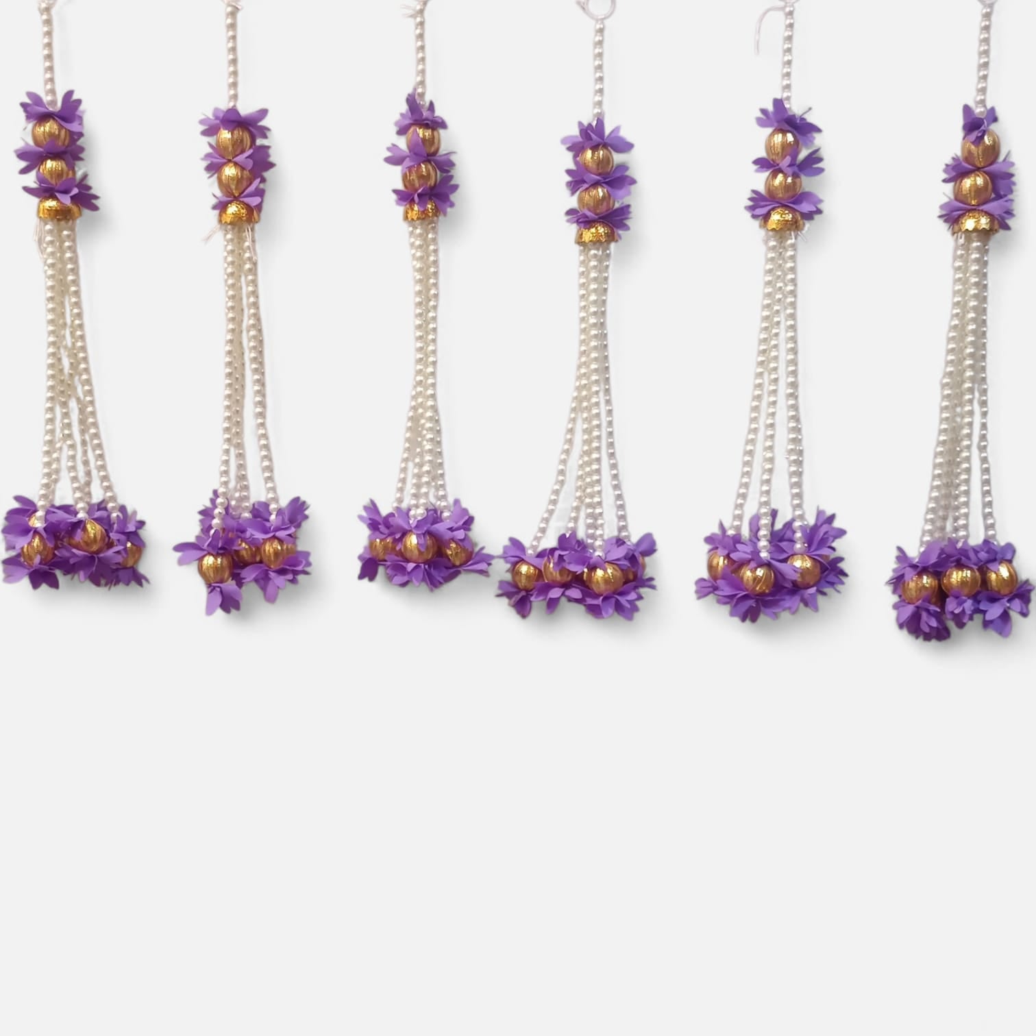 Handmade Moti Hanging Set with Floral Tassels