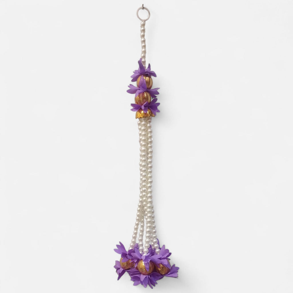Handmade Moti Hanging Set with Floral Tassels