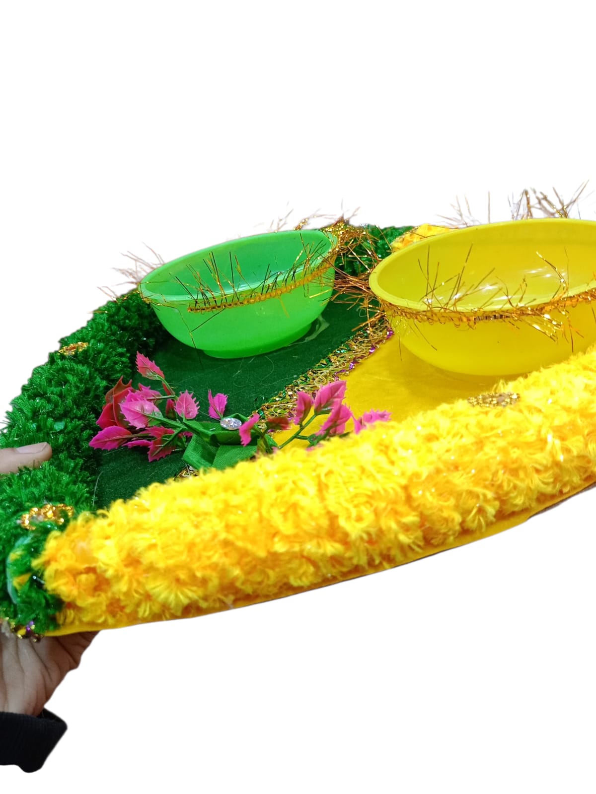 Large Haldi Mehndi Decorative Plate with Bowl