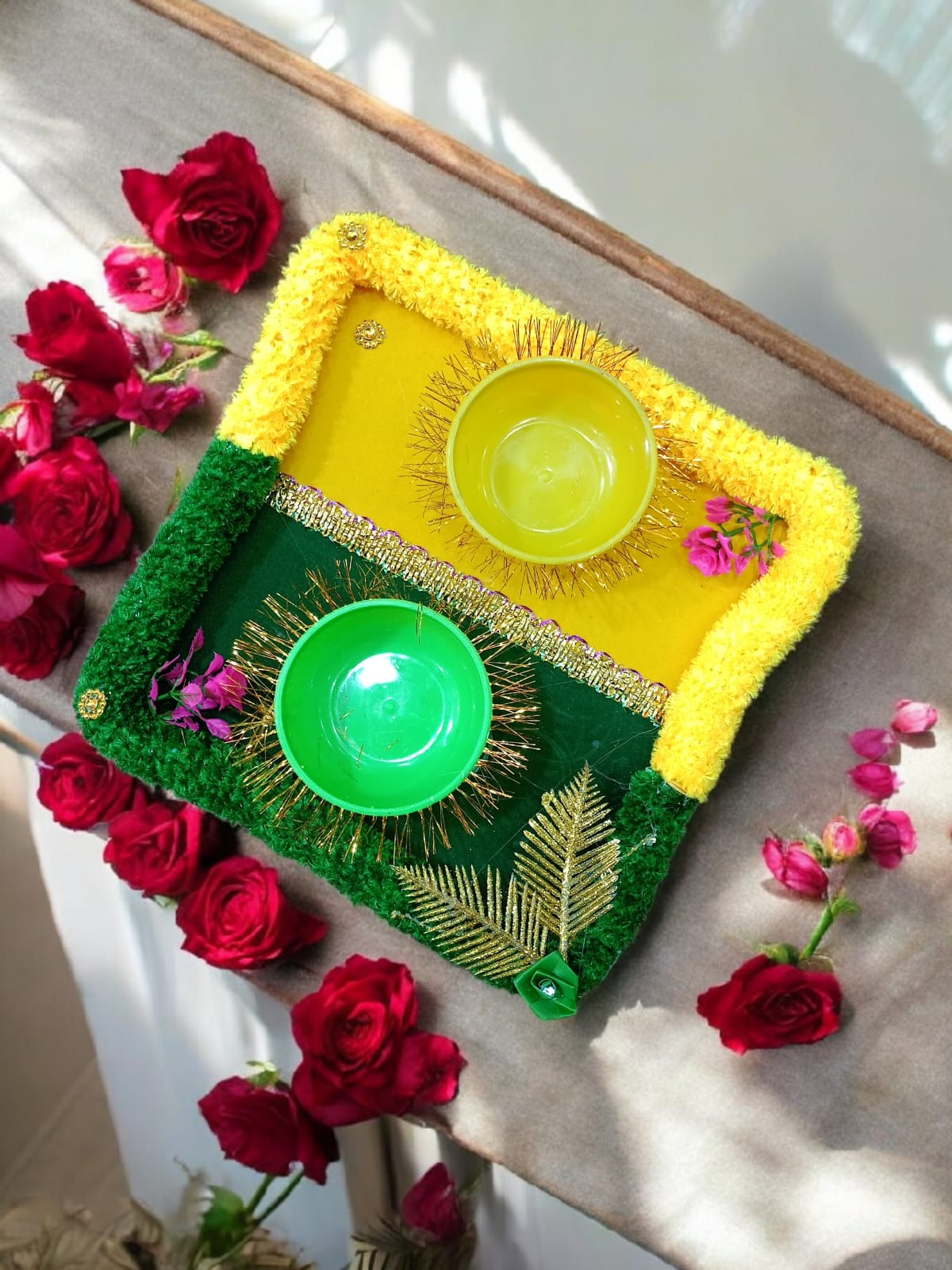 Large Haldi Mehndi Decorative Plate with Bowl