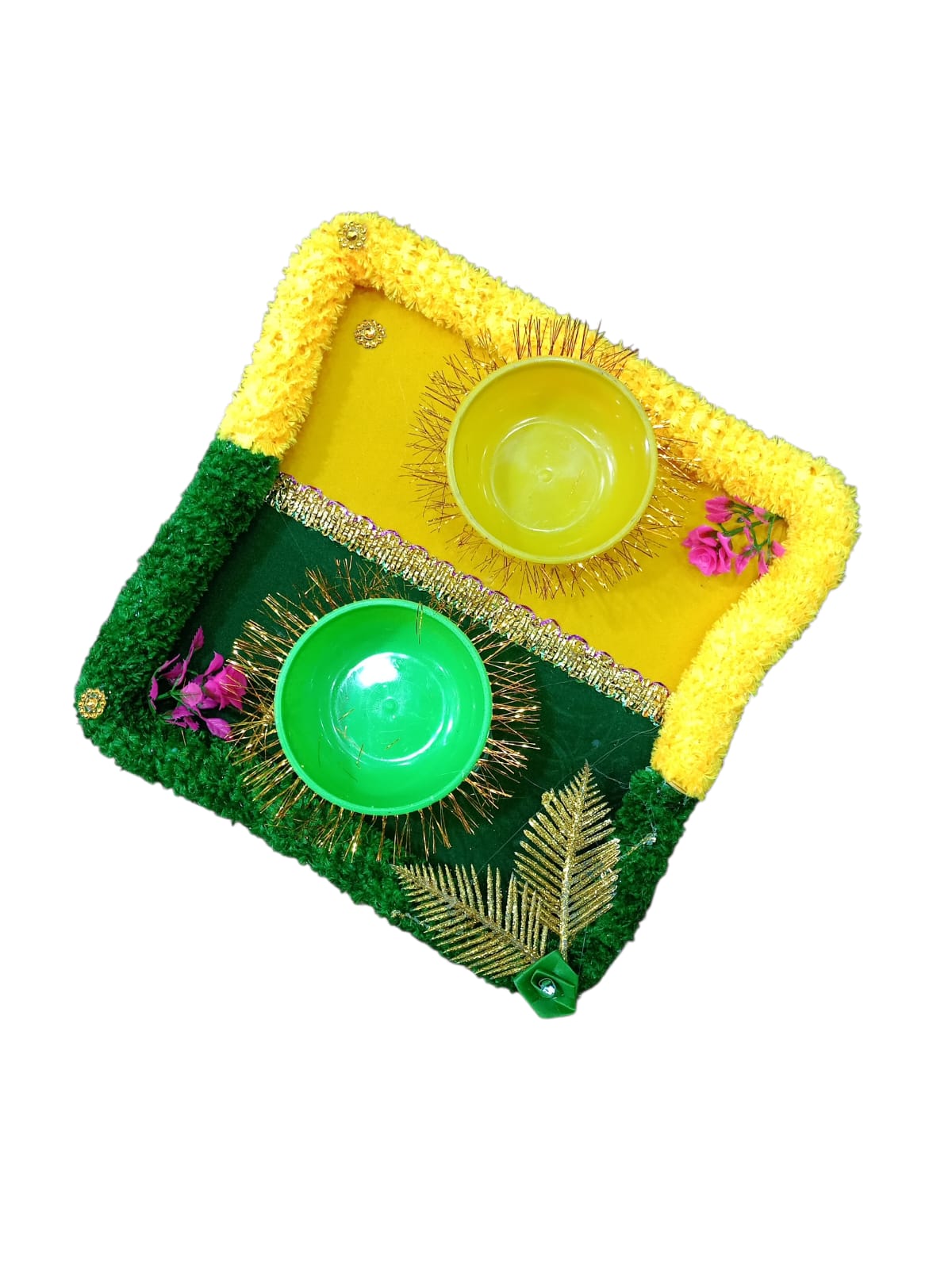 Large Haldi Mehndi Decorative Plate with Bowl