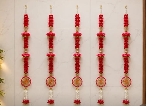 Chakra Phool Ladi Decorative Hanging – Traditional Floral Door & Pooja Décor, Pack of 10
