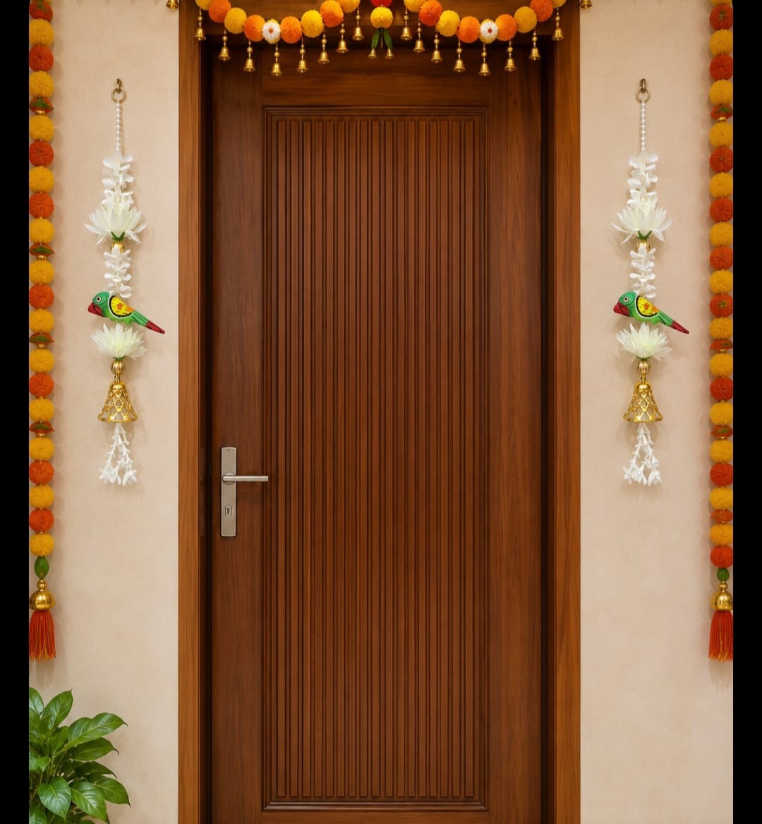 Tota Phool Ghanti Decorative Hanging with Parrot & Floral Design – Pack of 10